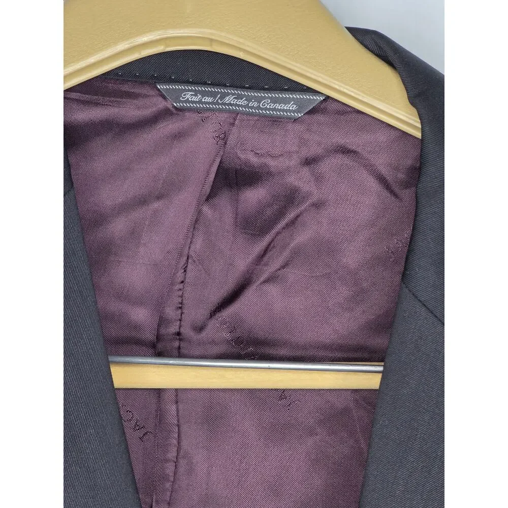 Jack Victor Men's Black Super 130s Italian Wool Blazer Sport Coat 46R
